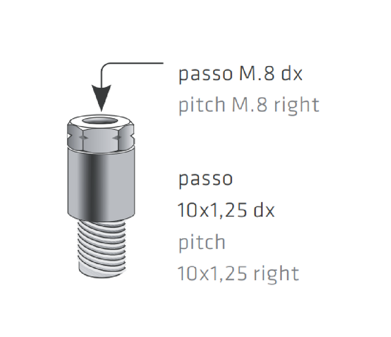 FAR Universal Chrome Mirror Adapter Right Hand Thread (8mm Ø > 10mm Ø)