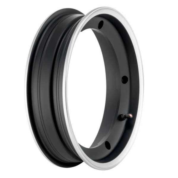 SIP Tubeless Rim - Matt Black Polished Edge Vespa 50-125/, PV, ET3, PK, S, GT, TS, GL, GS, Sprint, Rally, PX, T5, Cosa, LML